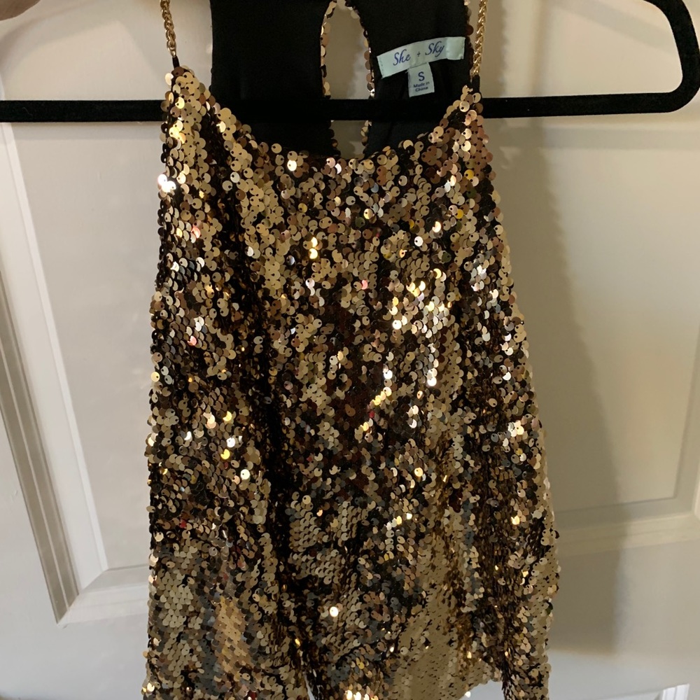 Gold sequin tank